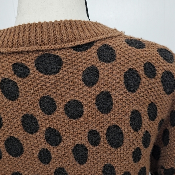 Madewell Black Brown Polka Dot Long Sleeve Wool Sweater Dress Size XS - Picture 12 of 15